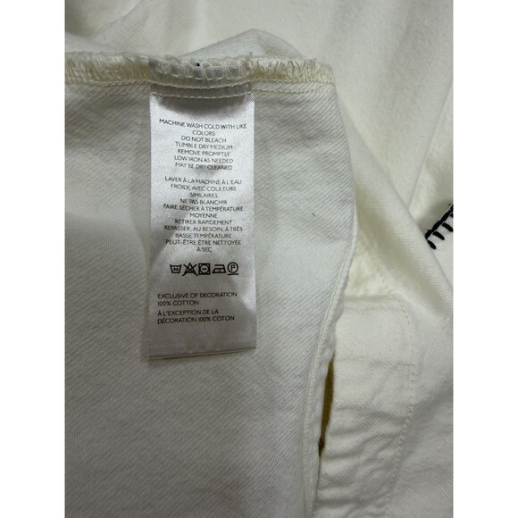 Anthropologie Pilcro Denim Shacket Jacket Ivory Tillie Relax Whipstitch Large NW - Picture 11 of 12